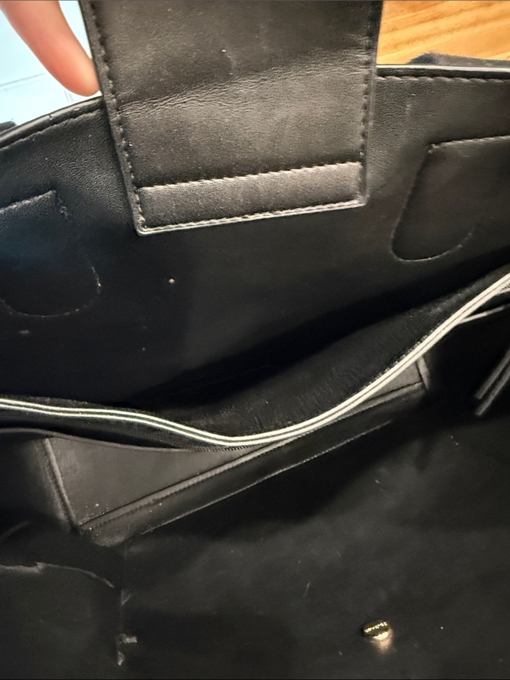 Calvin Klein Black Leather Tote with Gold Hardware Accents - Picture 3 of 7
